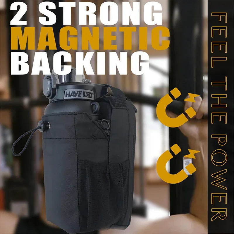 TitanMag Magnetic Gym Bag by Vogue Fitness featuring a sleek design and multiple compartments for gym essentials.